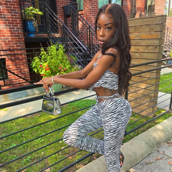 Zebra print chic two piece set - Picture 2 of 5